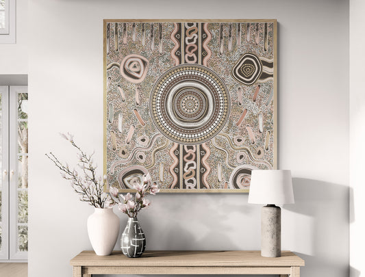 Camping Under the Moonlight – Aboriginal Art Canvas Print by Kelly Taylor