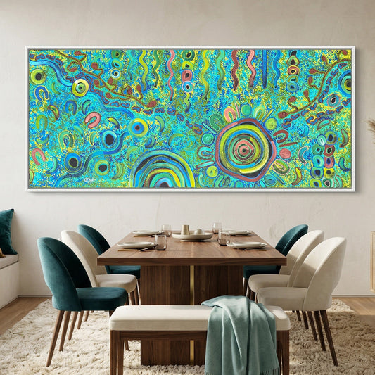 Contemporary Aboriginal art painting created by Australian Indigenous artist inspired by Country