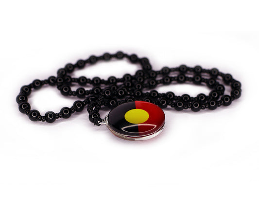 Aboriginal Flag Colours Glass Beaded Necklace