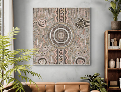 Camping Under the Moonlight – Aboriginal Art Canvas Print by Kelly Taylor