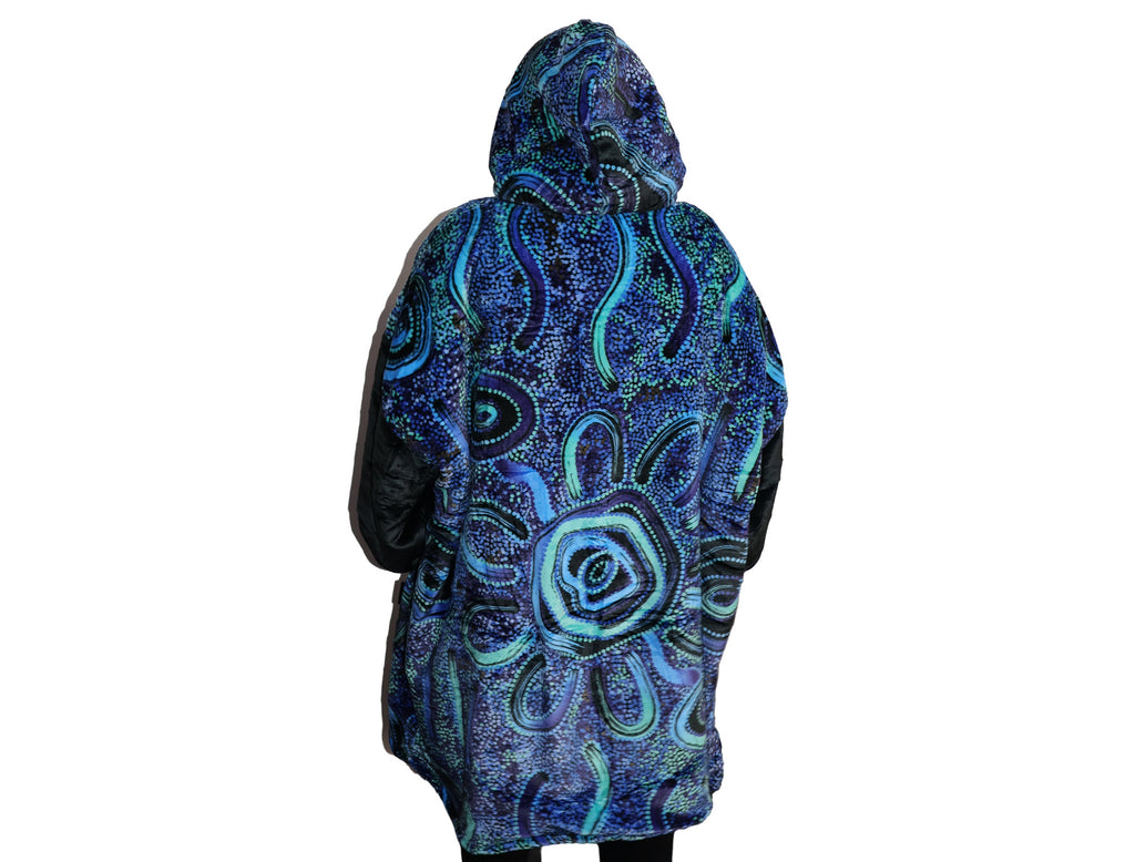 Blue Rain Oversize Hooded Blanket